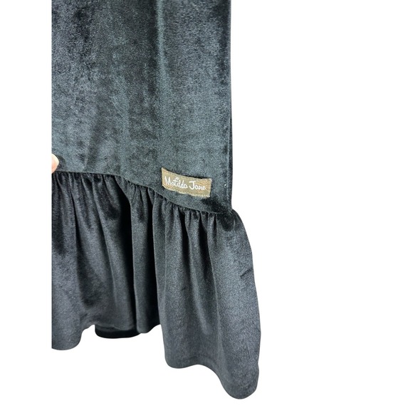 Matilda Jane Womens Black Velvet Cropped Wide-Leg Pants Ruffle Hem Elastic Waist - Picture 3 of 9